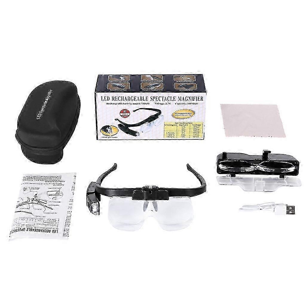 Led Illuminated Headband Magnifier Visor Hands Free Magnifier Loupe 6 Lenses
