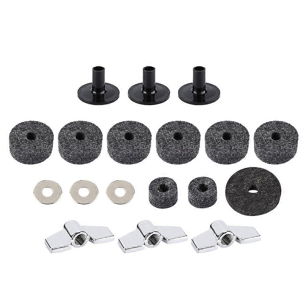 Drum Felt Washer Pad Plastic Cymbal Stand Sleeve Replacement Parts Set with Wing Nuts