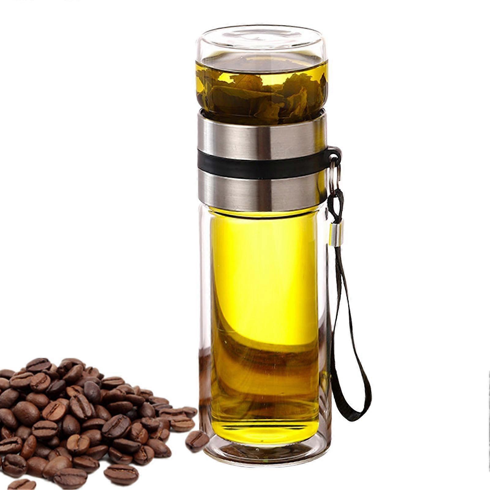 Tea Separator Cup Water Bottle With Infuser Portable Multifunction Tea Cup Espresso Cup Yellow 6.5cm 350ml