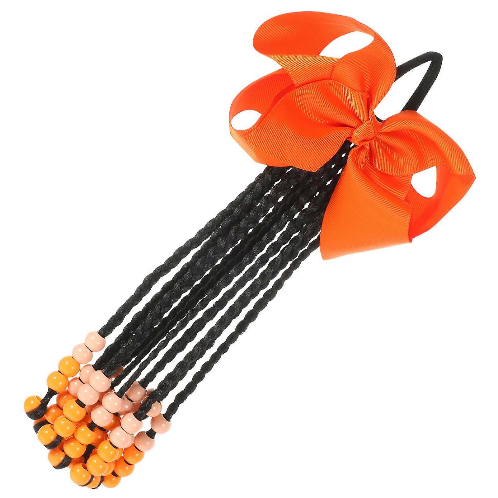 Synthetic Braided Wig Ponytail Extension for Women 5Pcs Orange Color