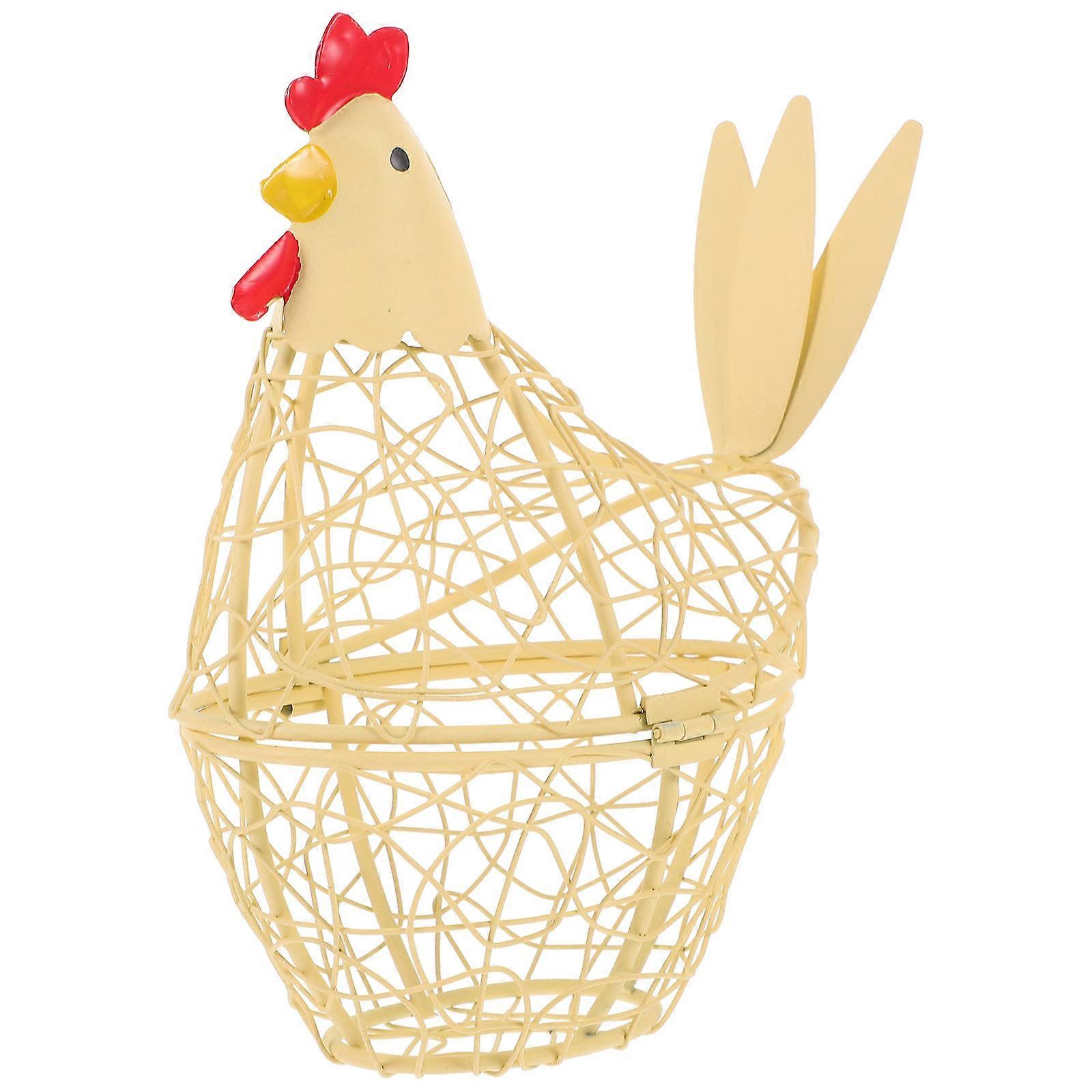 Iron Egg Basket Hen Shape Kitchen Basket for 5Pcs Egg Storage