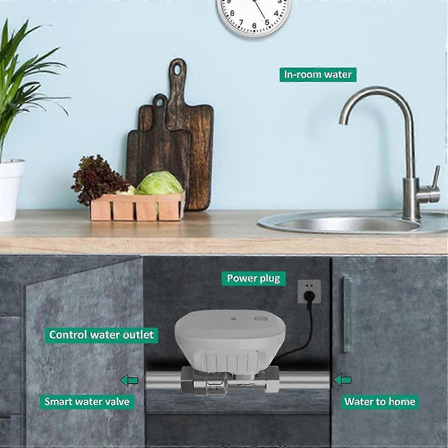 Tuya WiFi Water Valve Consumption Flow Rate Meter Smart Life Water Leakage Detection Alarm for Alexa