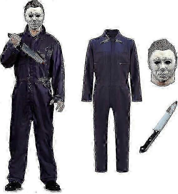 マイケルマイヤーズコスチュームブラッドナイフハロウィーンコスプレマスクマイケルマイヤーズジャンプスーツ大人用 - DSW