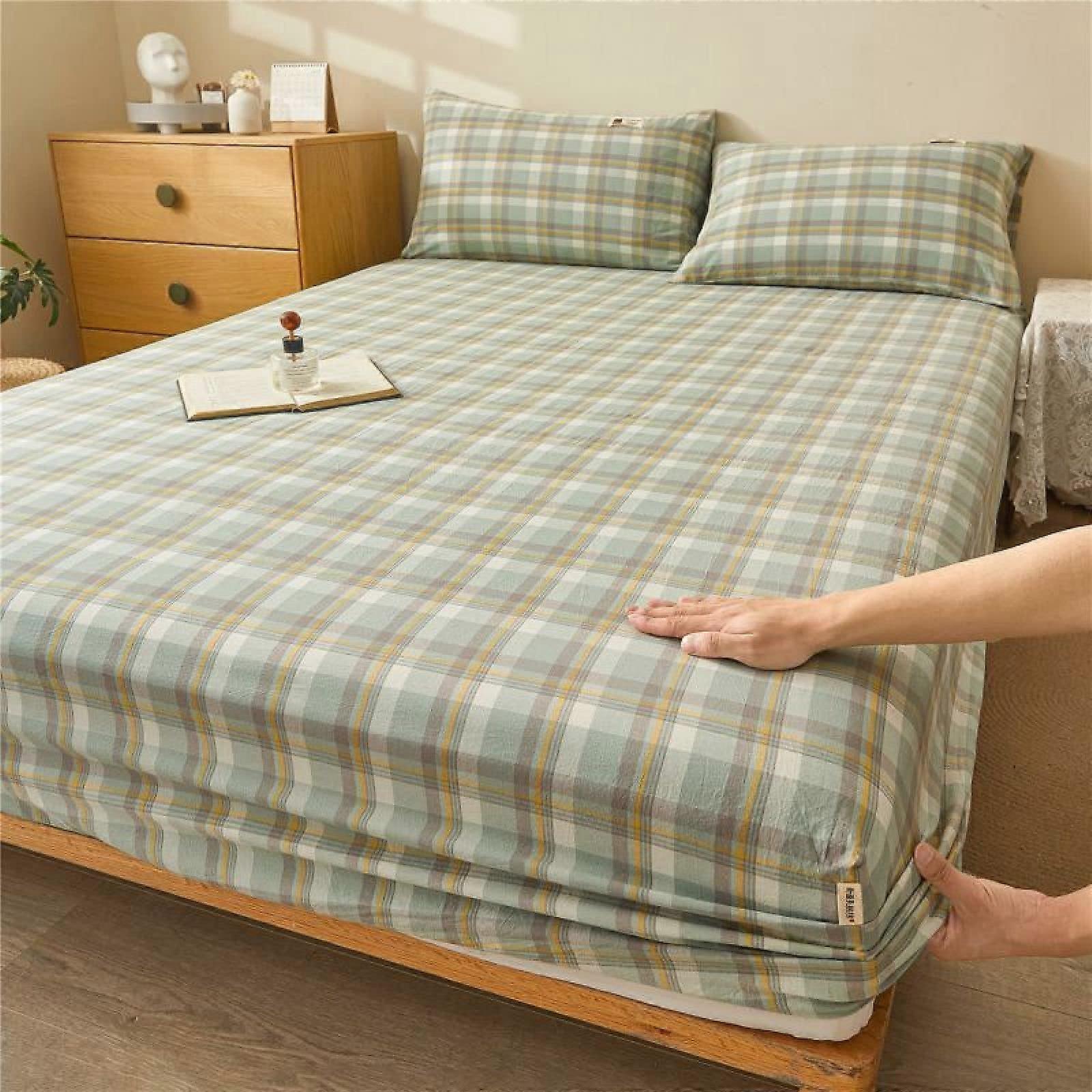 Mattress Protector Extra Deep Single 90x200cm Vintage Cotton Four Season Green 1 Piece