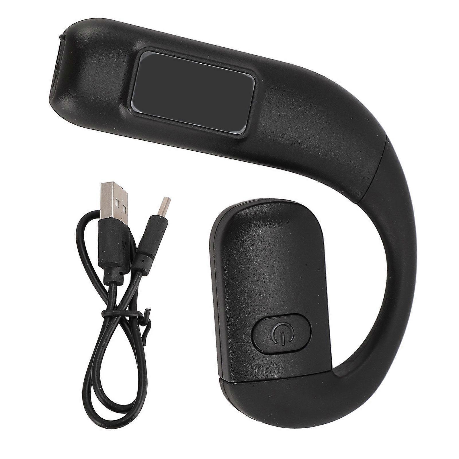 Bluetooth 5.5 Headset Single Ear Noise Cancelling Wireless Earpiece with Rotatable Microphone Battery Display for Outdoor Sports Black