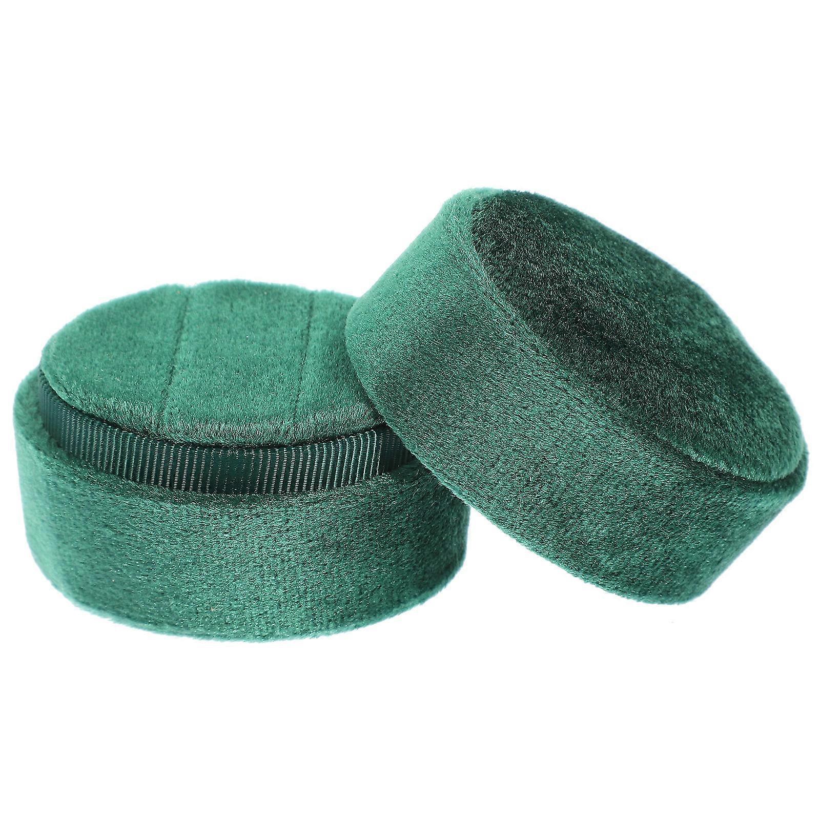 Velour Ring Jewelry Box for Storage Use with 2 Slots in Green