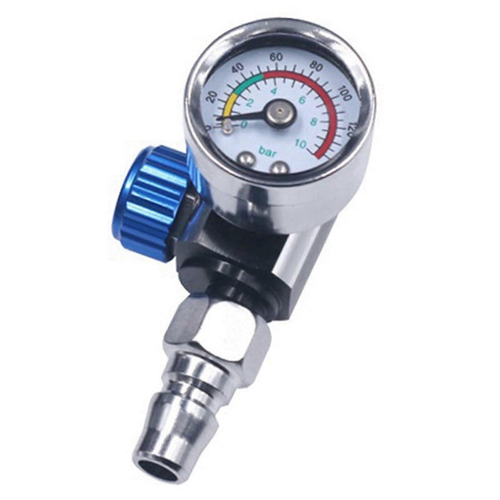 1/4 Inch Mini Air Regulator Valve Tool Small Tail Pressure Gauge with Nozzle for Tool