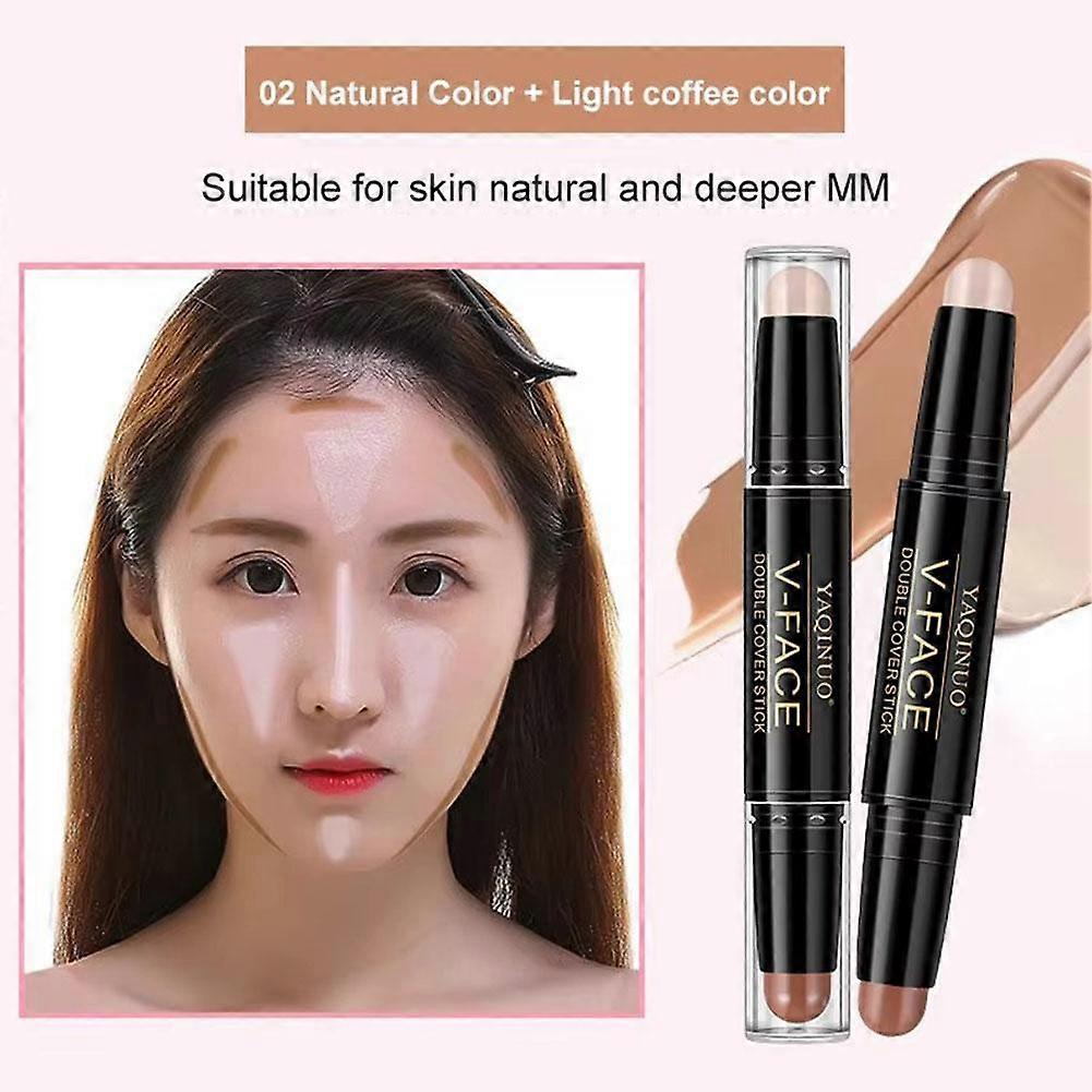 Double Ended Contour Stick 2-in-1 Creamy Highlighter & Sculpting Makeup Pen Easy Blend Long Lasting Waterproof