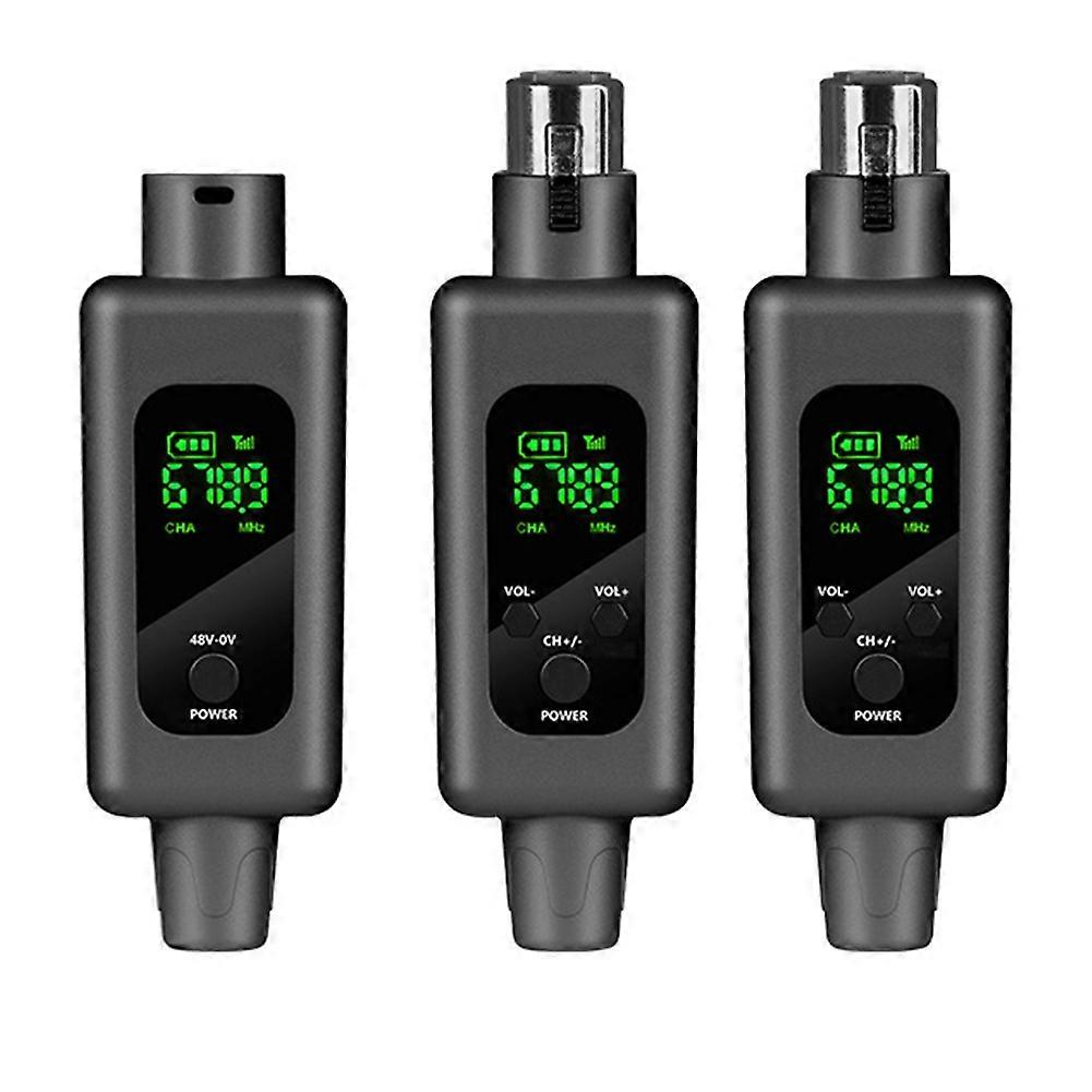 2.4G UHF Wireless Audio Transceiver System Mic Adapter XLR Transmitter and Receiver for Wired Dynamic Microphone 48v