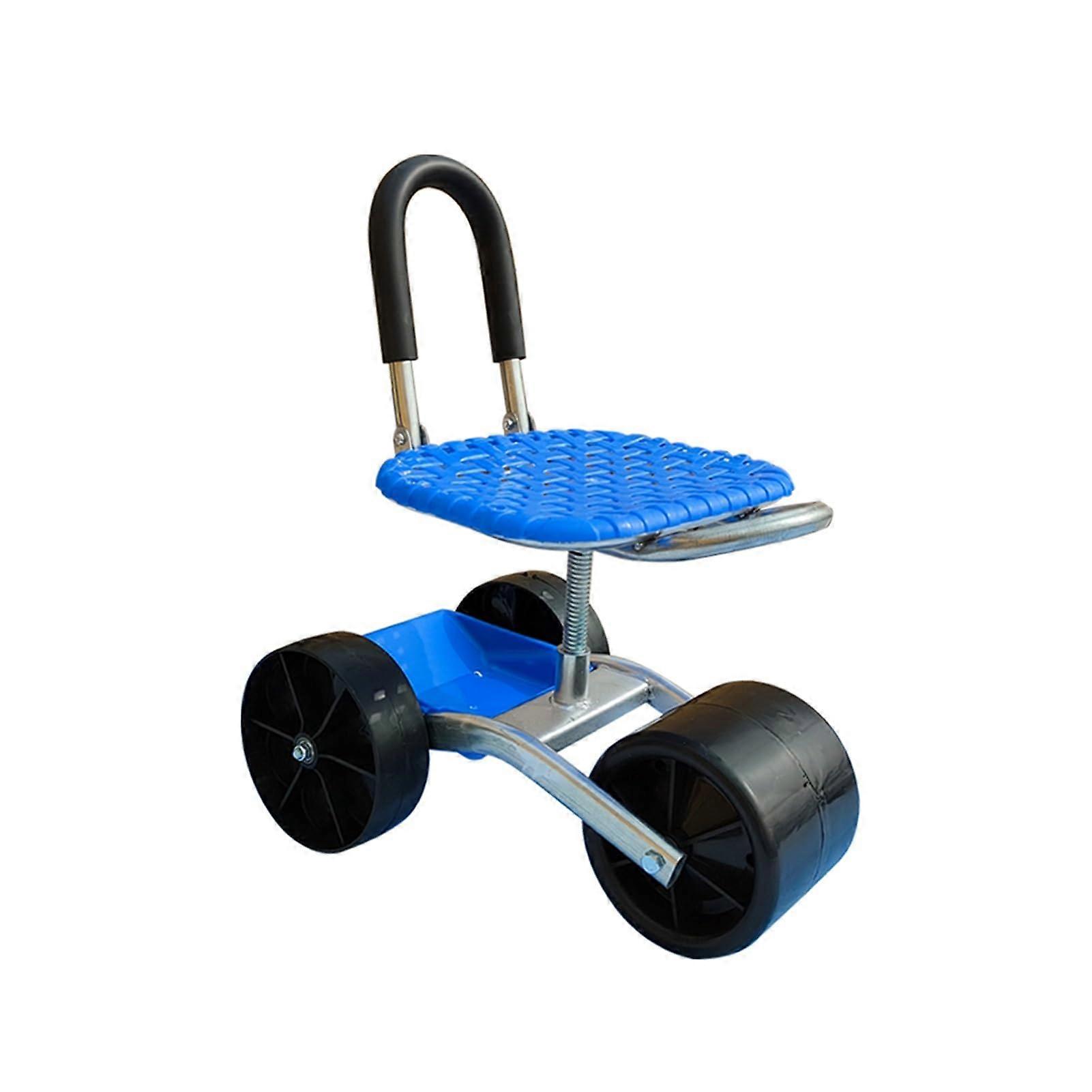 Garden Stool with Wheels 2335cm Adjustable Height, Storage Basket, 3Wheel Rolling Gardening Helper For Orchards