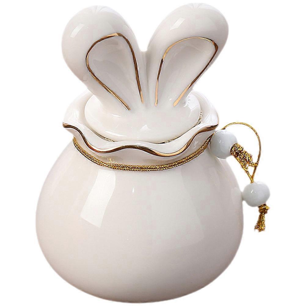 Tea Storage Jar Ceramic Holder for Powder Storage 4Pcs Rabbit Shaped Set