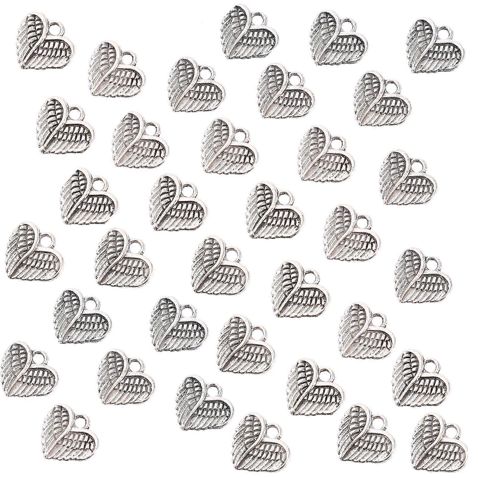 Fashionable 240 Pcs Alloy Charm Pendants Featuring Heart And Wing Shape Perfect For Handmade Projects And Gift Giving Durable And Practical