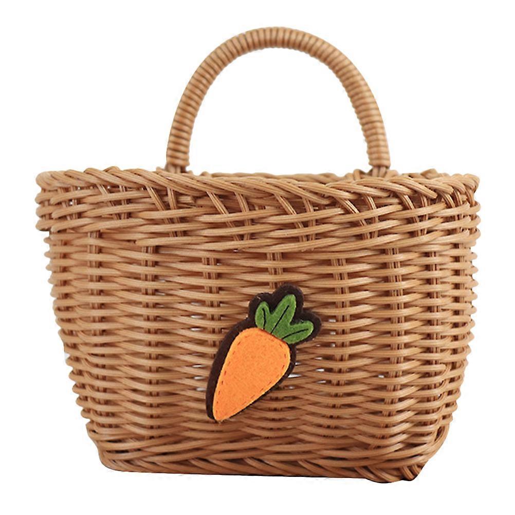 Wall Hanging Basket Multi Carrot Pattern Plastic Rattan Storage Solution
