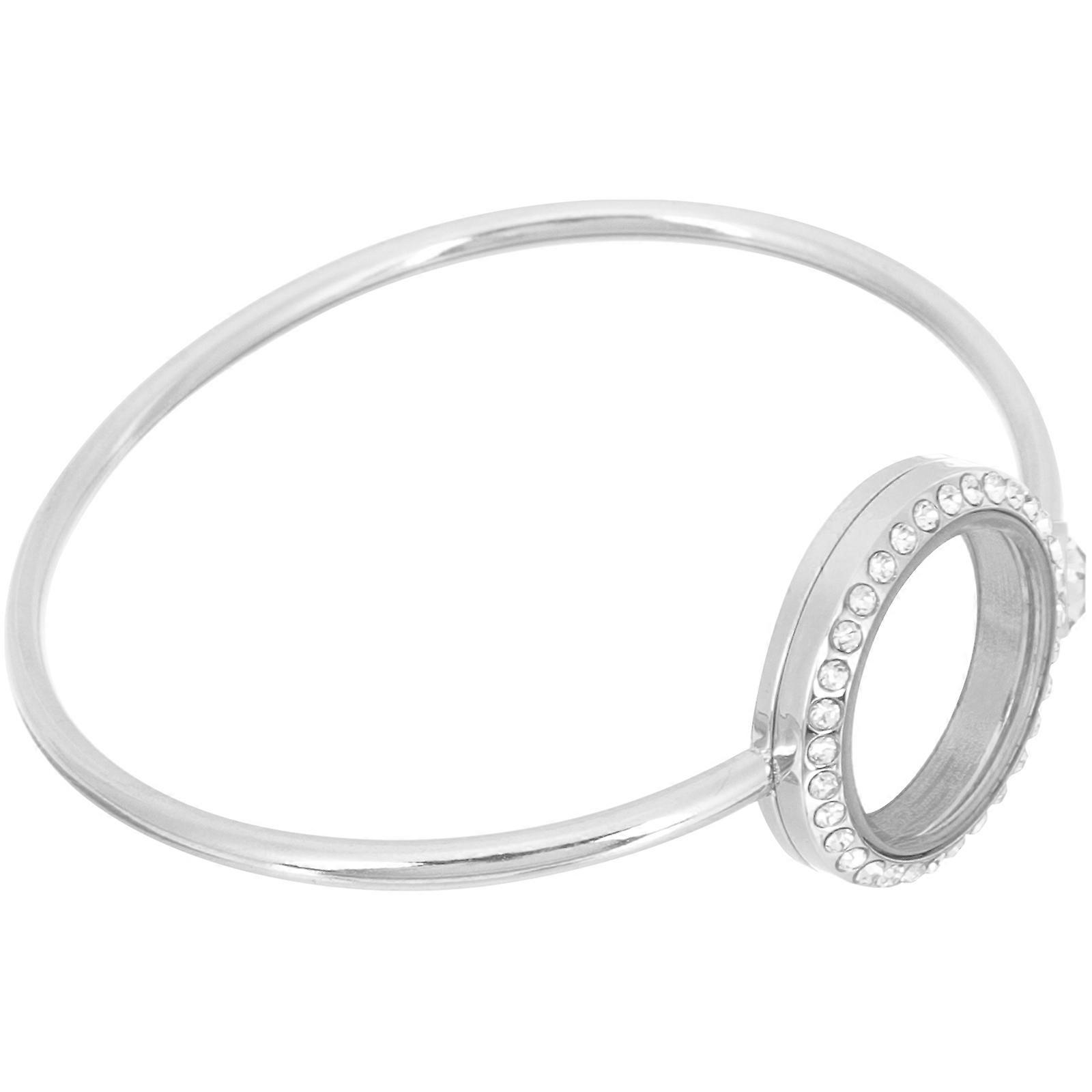 Elegant Rhinestones Memory Bracelet With Photos Chic Open Bangle For Daily Wear And Special Occasions In Silver 4Pcs