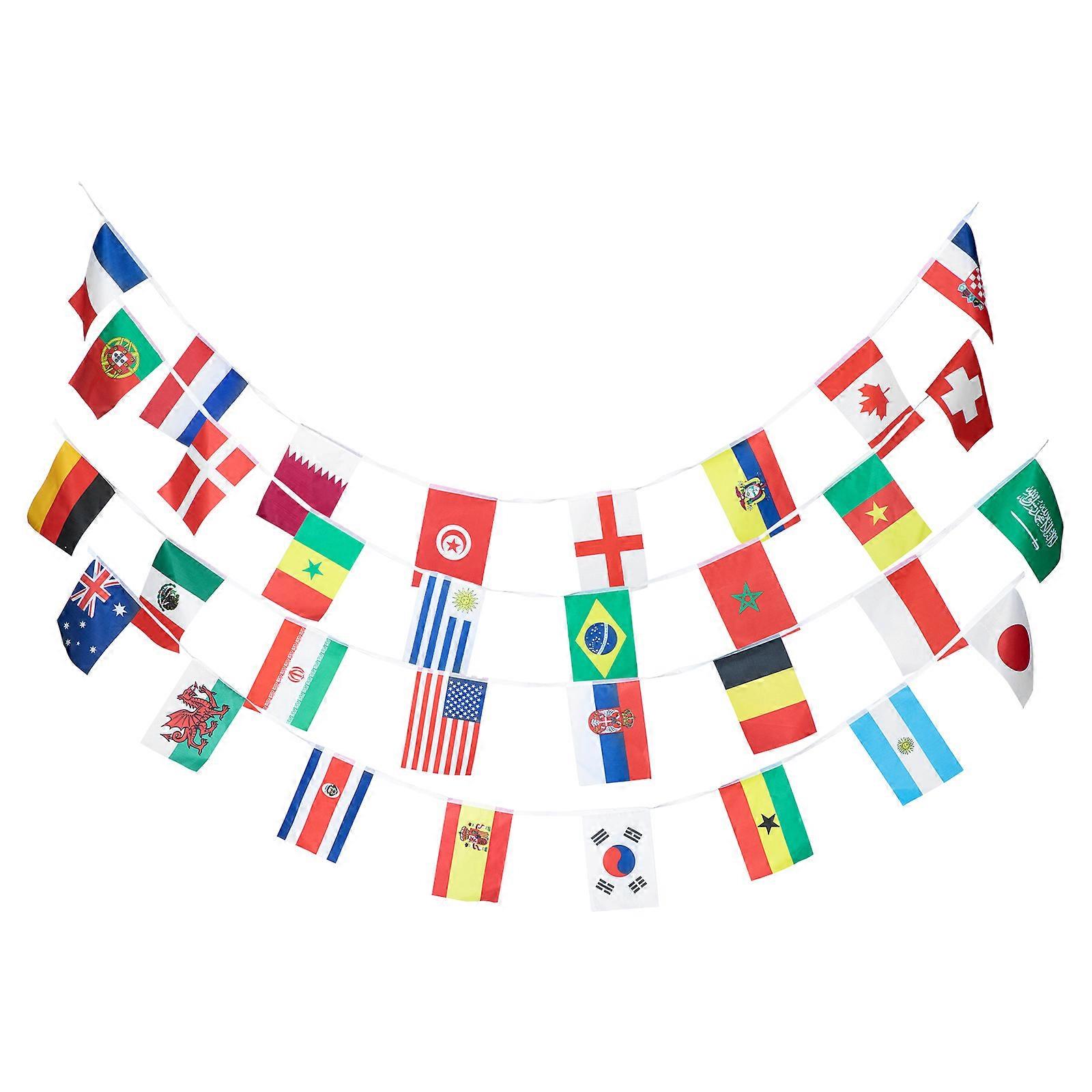 International String Flag 3Pcs for Decoration with Colorful Countries Flags