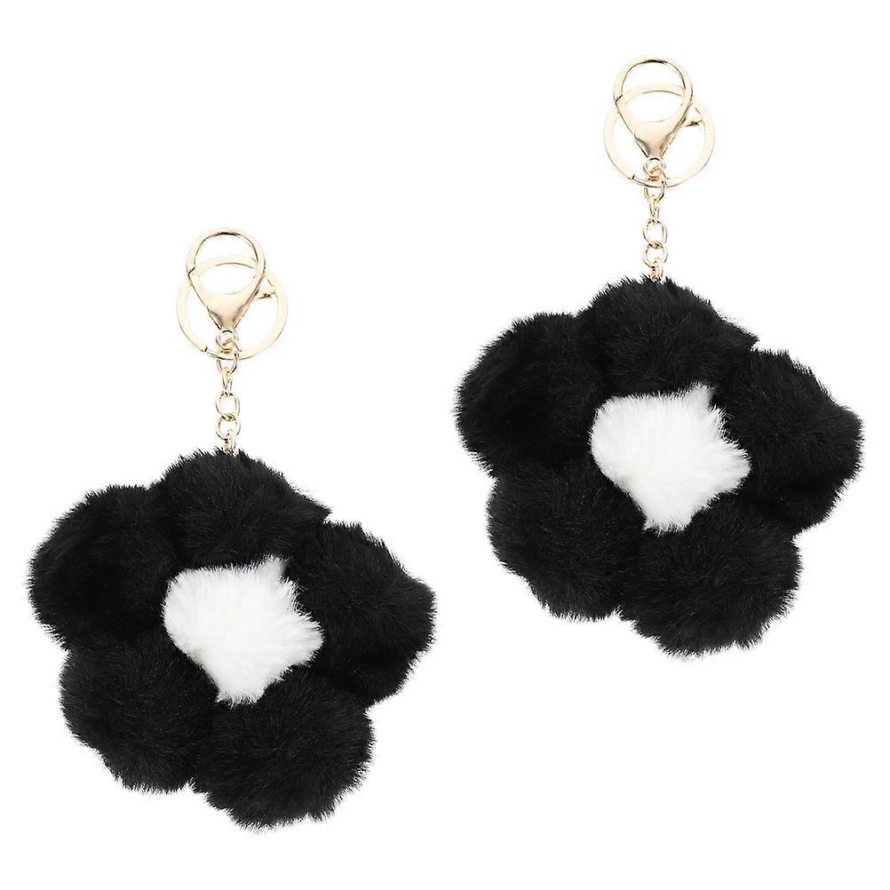 Lovely Key Chain Flower Shape Pendant for Decor 4Pcs Fluffy Key Rings