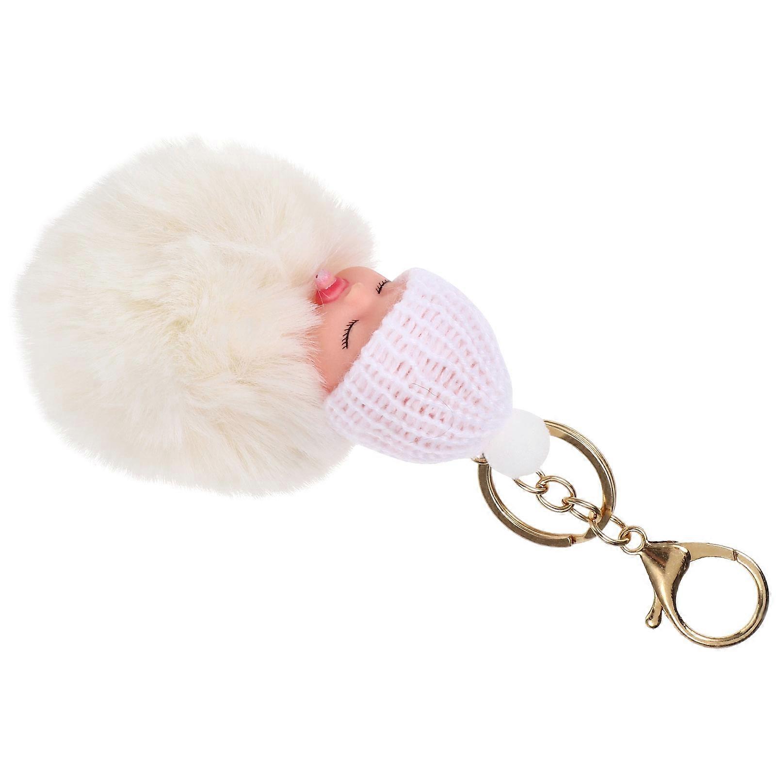 Plush Pom Pom Keychain Sleeping Doll for Hanging Keys 3Pcs Cute Accessories