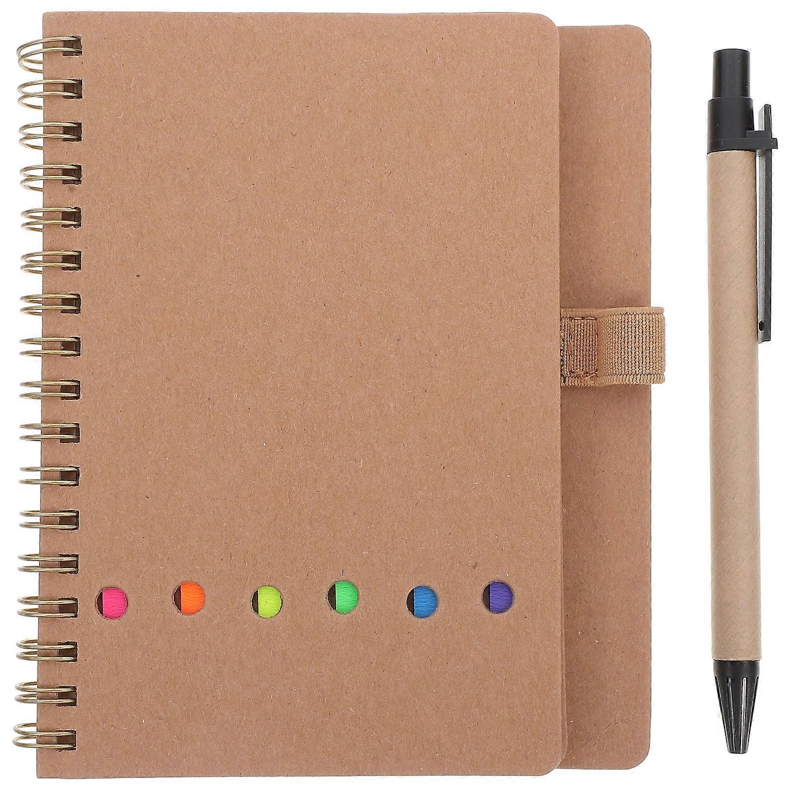 Pocket Notebook with Pen for Busy Individuals Back to School Khaki 5.9×4.9×0.6in Spiral Binding 1 Set