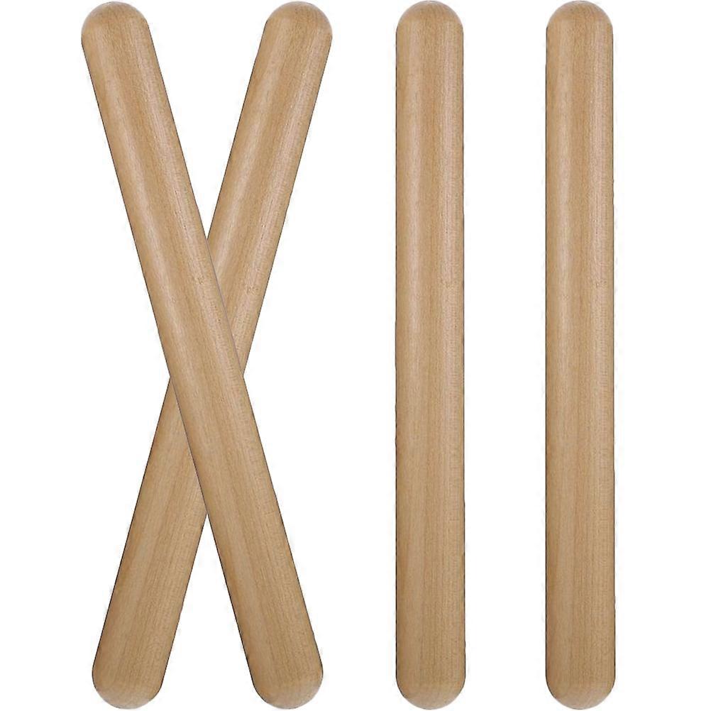 8 Pcs Light Brown Wooden Rhythm Sticks 20x1.8cm For Classroom Use Rhythm Training
