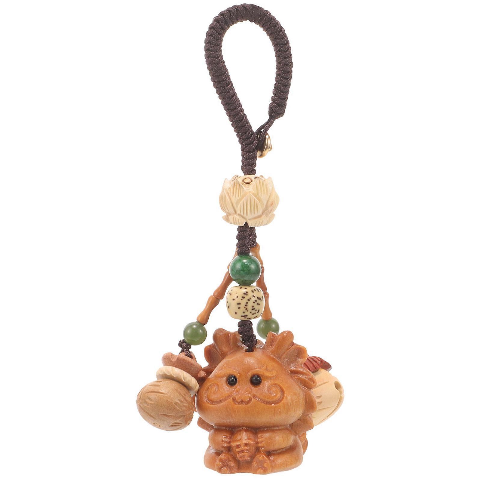 Car Keychain Dragon Design for Bag Hanging Ornament 3Pcs Light Brown