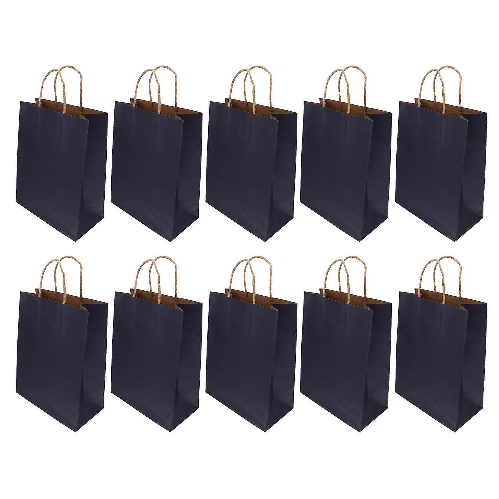 Kraft Paper Bag Handle for Takeaway Food Packing 10Pcs Dark Blue