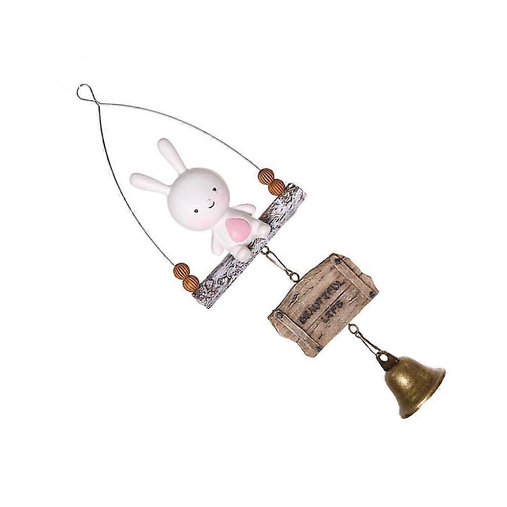 Hanging Wind Chime Cartoon Resin Rabbit Wind Chime Bells for 2Pcs