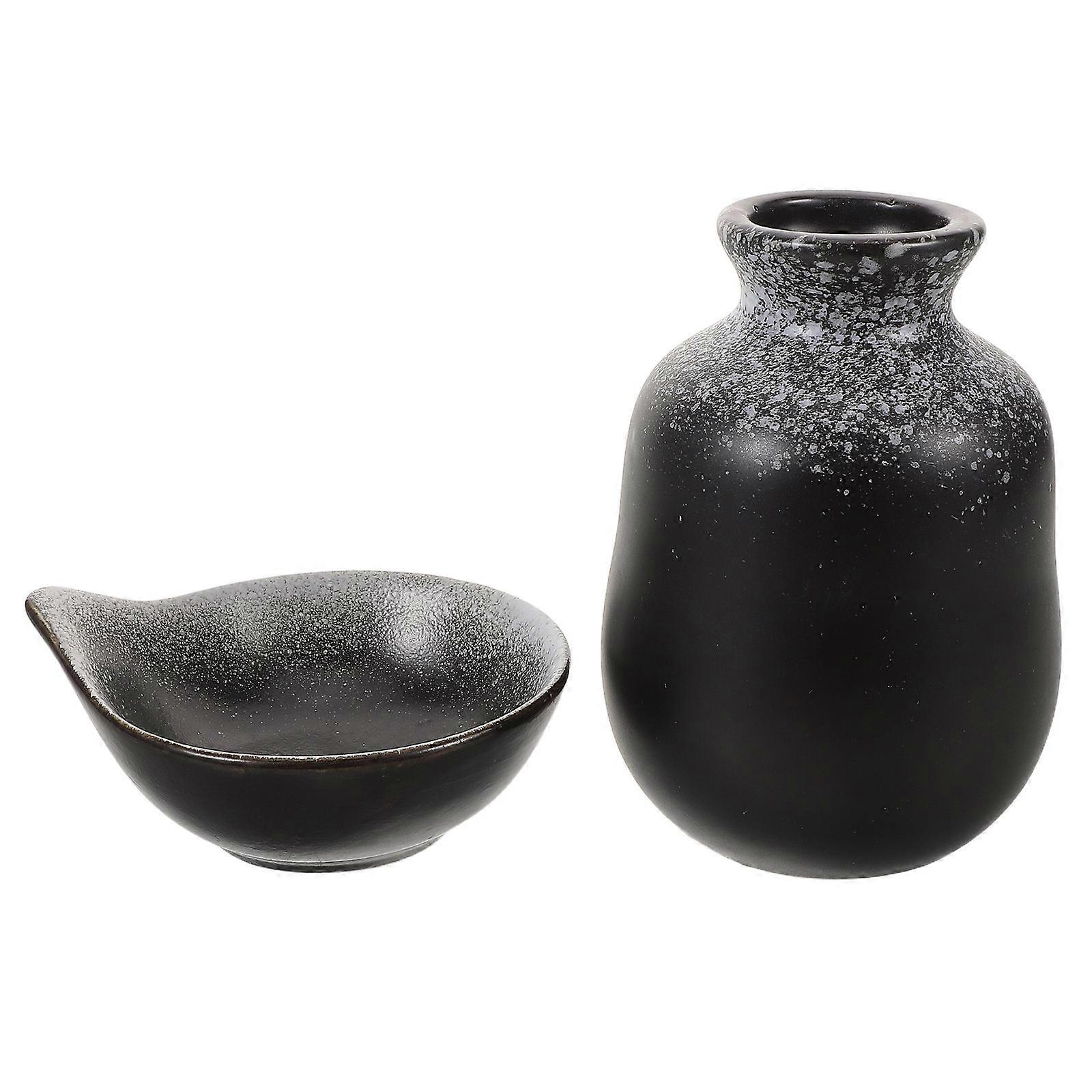Porcelain Sake Bottle and Cups for Home 2Sets Ceramic Japanese Style Handmade Set