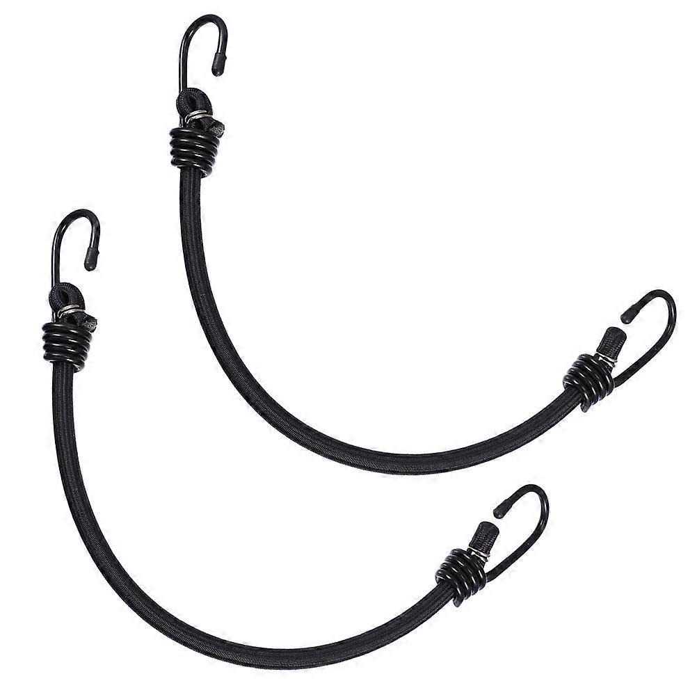 Black Elastic Bungee Cords with Hooks for Securing Gear 2Pcs Heavy Duty