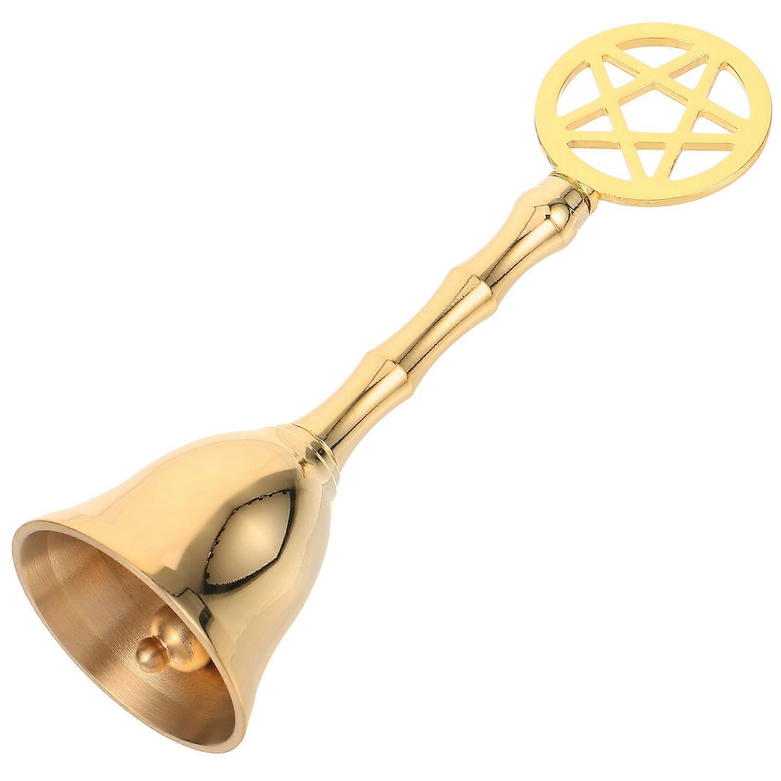 Sound Signaling Handheld Bell For Divination 5.11X1.57In Golden Copper Countertop Decor 2Pcs