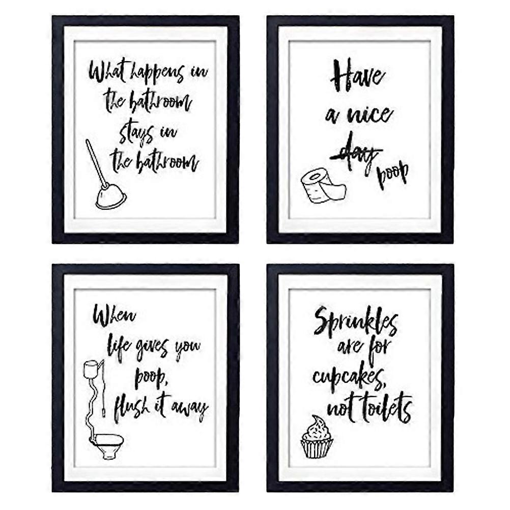 Bathroom Quotes Wall Decor for 12Pcs Set Black and Stickers