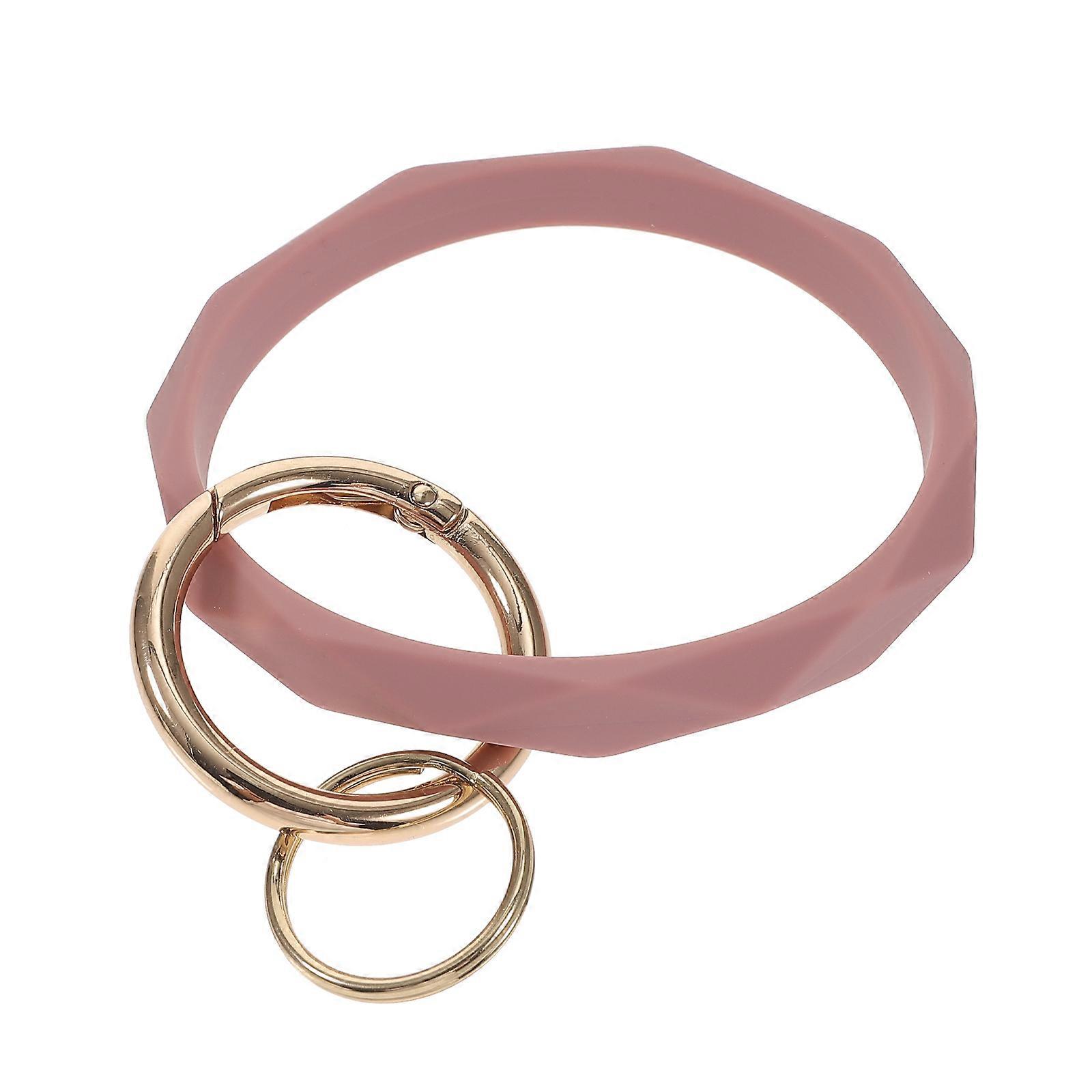 Multi-function Beaded Key Ring Bracelet Wristlet For Decoration Elegant Pink Design 4Pcs