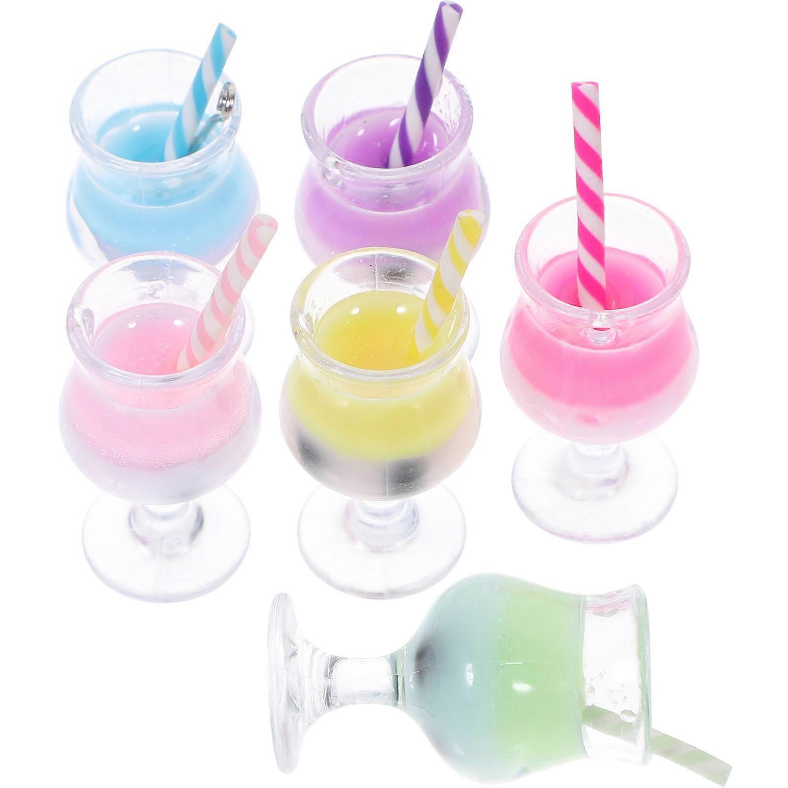 Milk Tea Mini Charms for Tiny House Decoration 12Pcs Simulation Bubble Tea