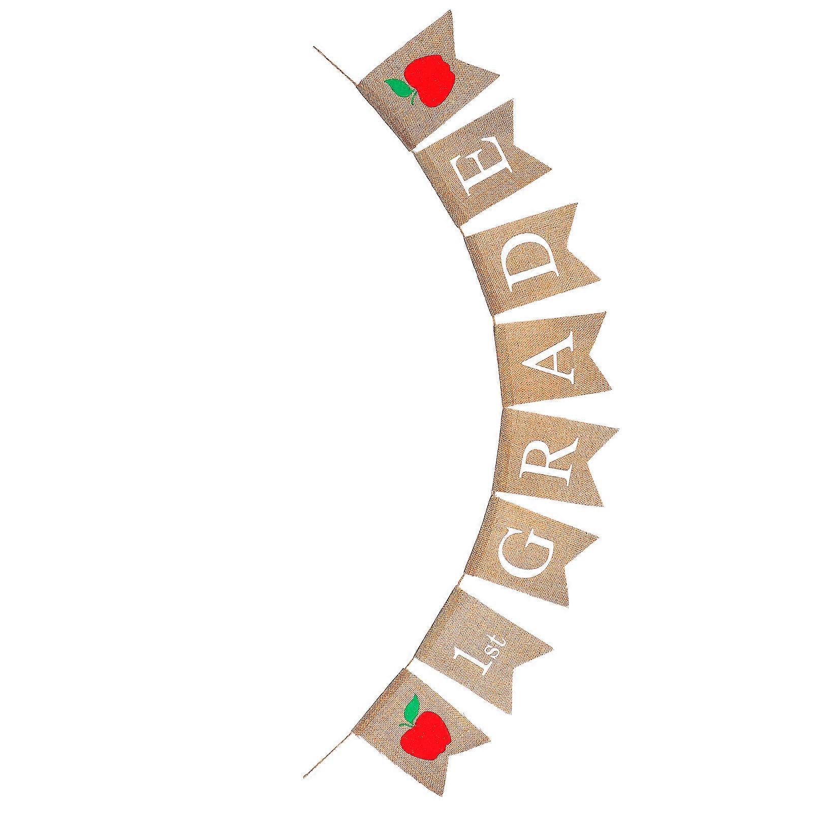 Linen Burlap Apple Banner for Classroom Decoration Swallowtail Bunting