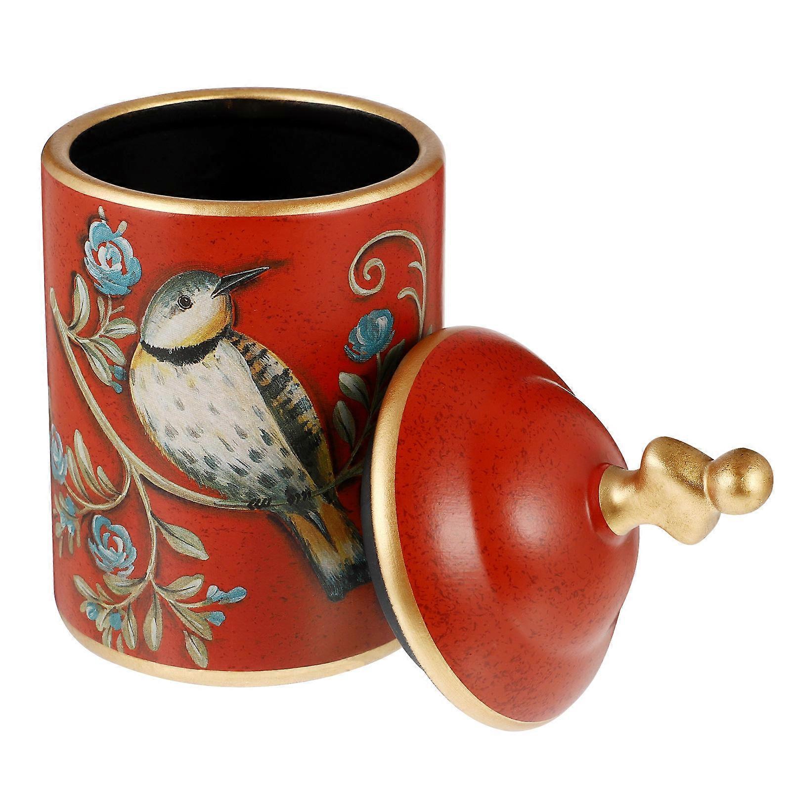 Pastoral Style Ceramic Storage Jar for Storage Red Canister Container