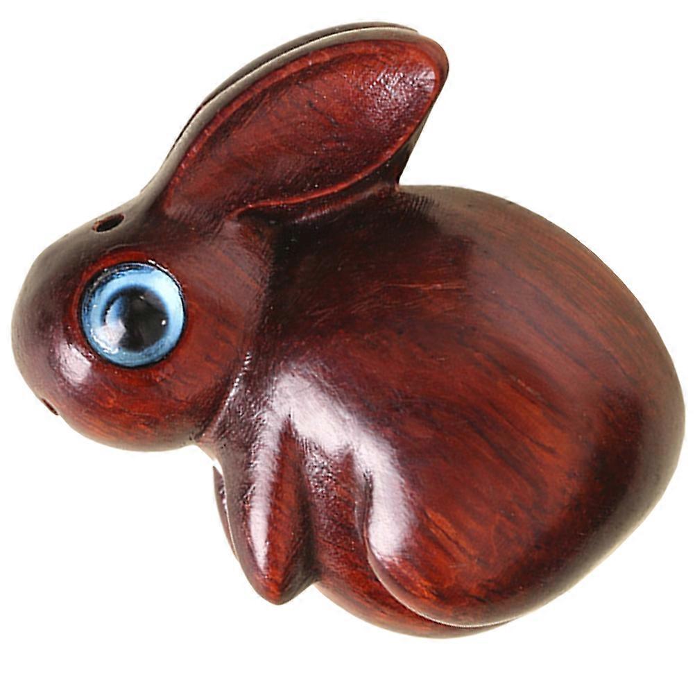 Wooden Rabbit Pendant for Key Chain 2Pcs Dark Red Zodiac Rabbit Charm