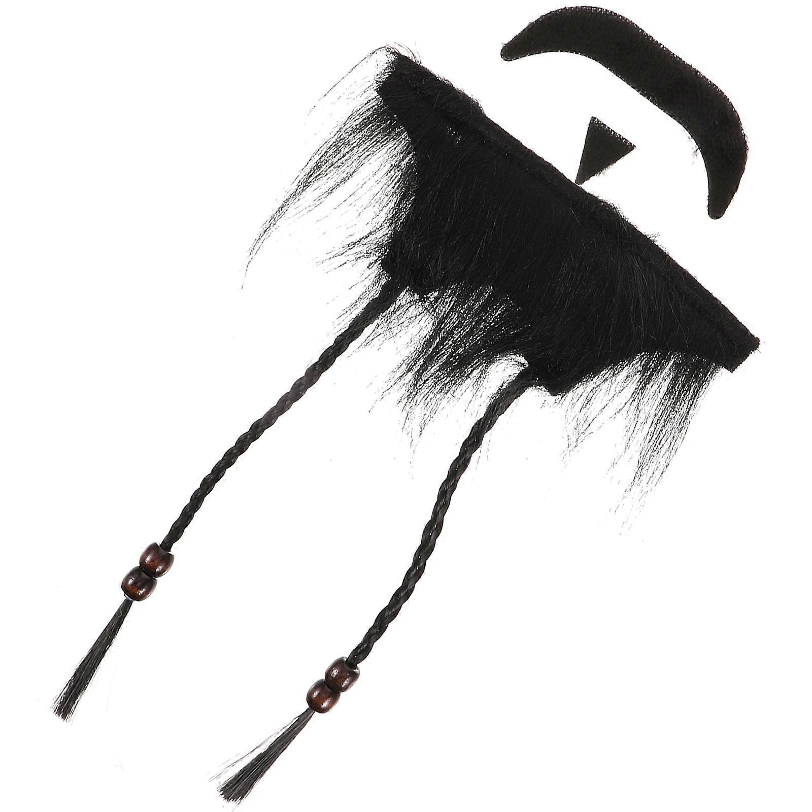Black Plush Fake Mustache Beard Funny False Beard Kit 2Sets for Costume