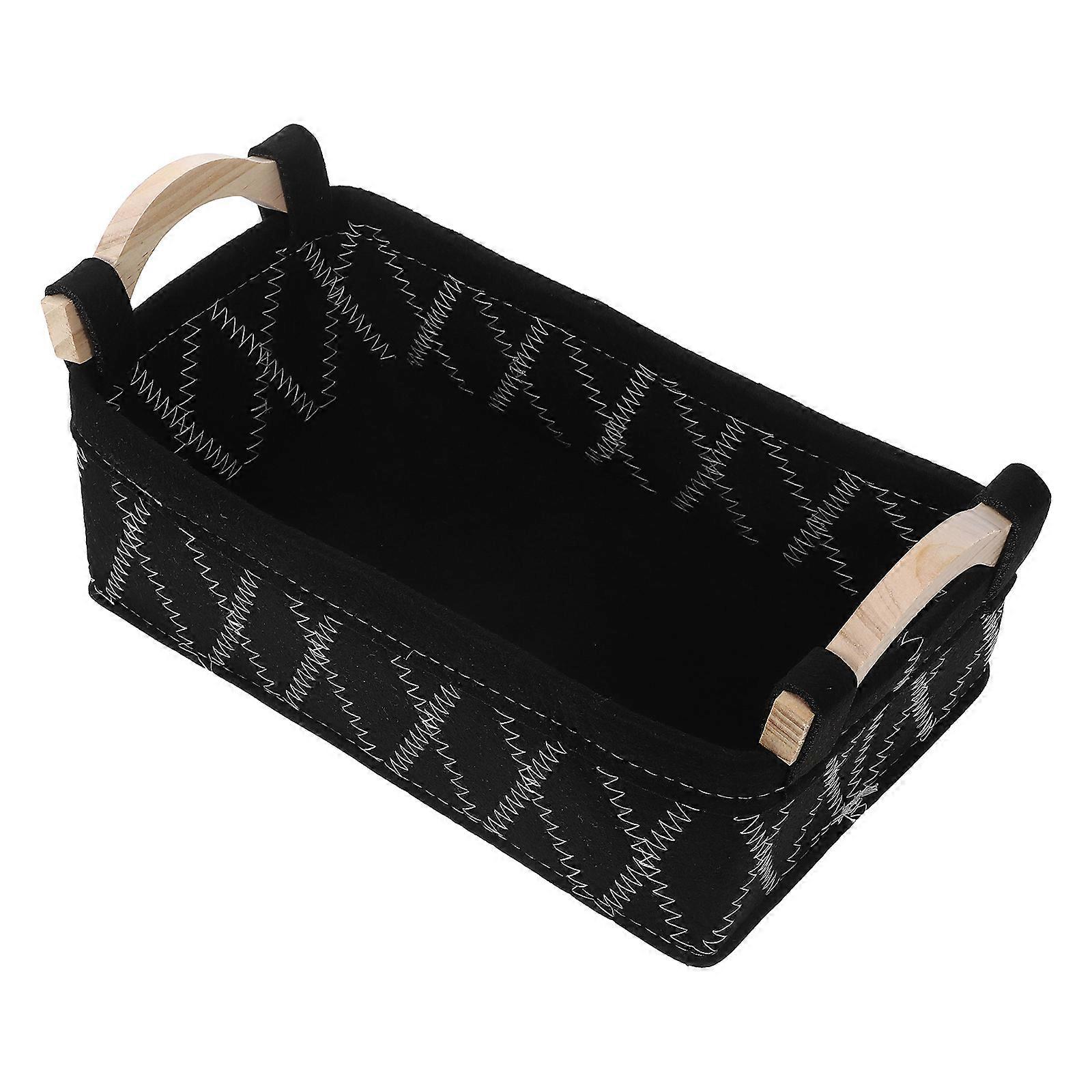 Rectangle Felt Storage Baskets with Wooden Handles for Sundries 4Pcs