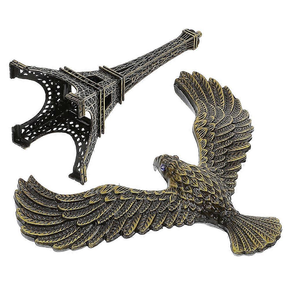 Alloy Eiffel Tower Bird Sculpture for Tabletop Decor 2Pcs Bird Ornament