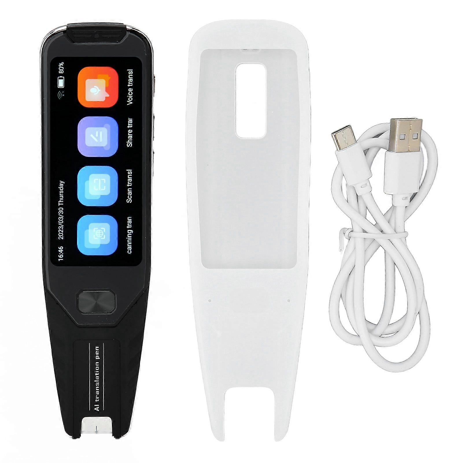 Smart Translation Pen 3.5in Touch Screen 134 Languages HD Bluetooth Langage Translator Pen for Studying Black