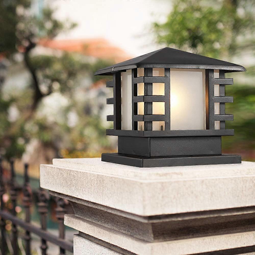 Waterproof Aluminium Pillar Lantern Outdoor Retro Post Lantern Garden Lawn Lamp Rainproof Column Light