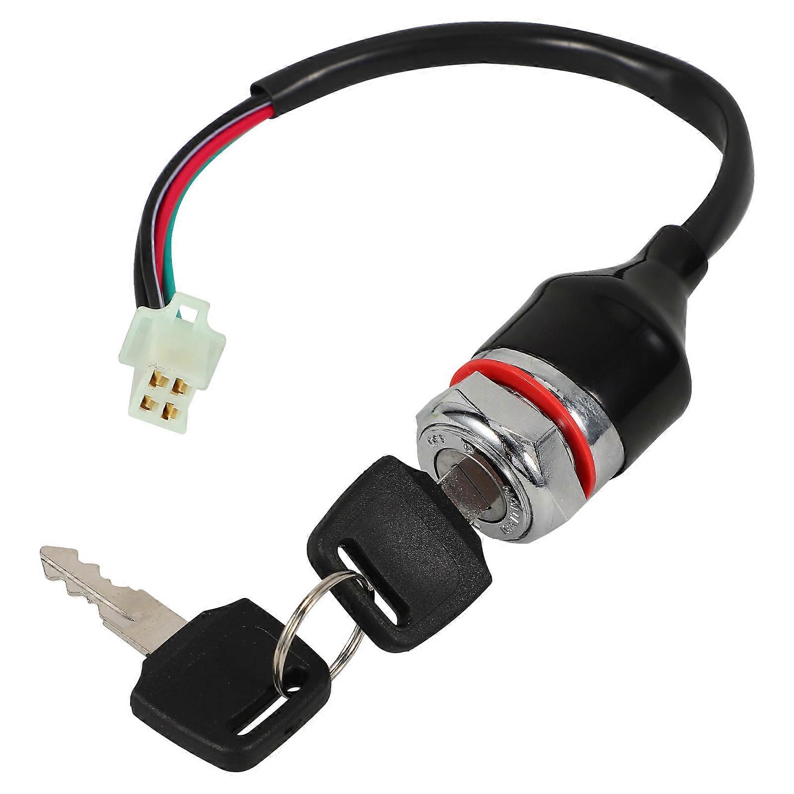 Universal Ignition Switch with Key Replacement 4Pcs 4 Wire for Atv Motorcycle