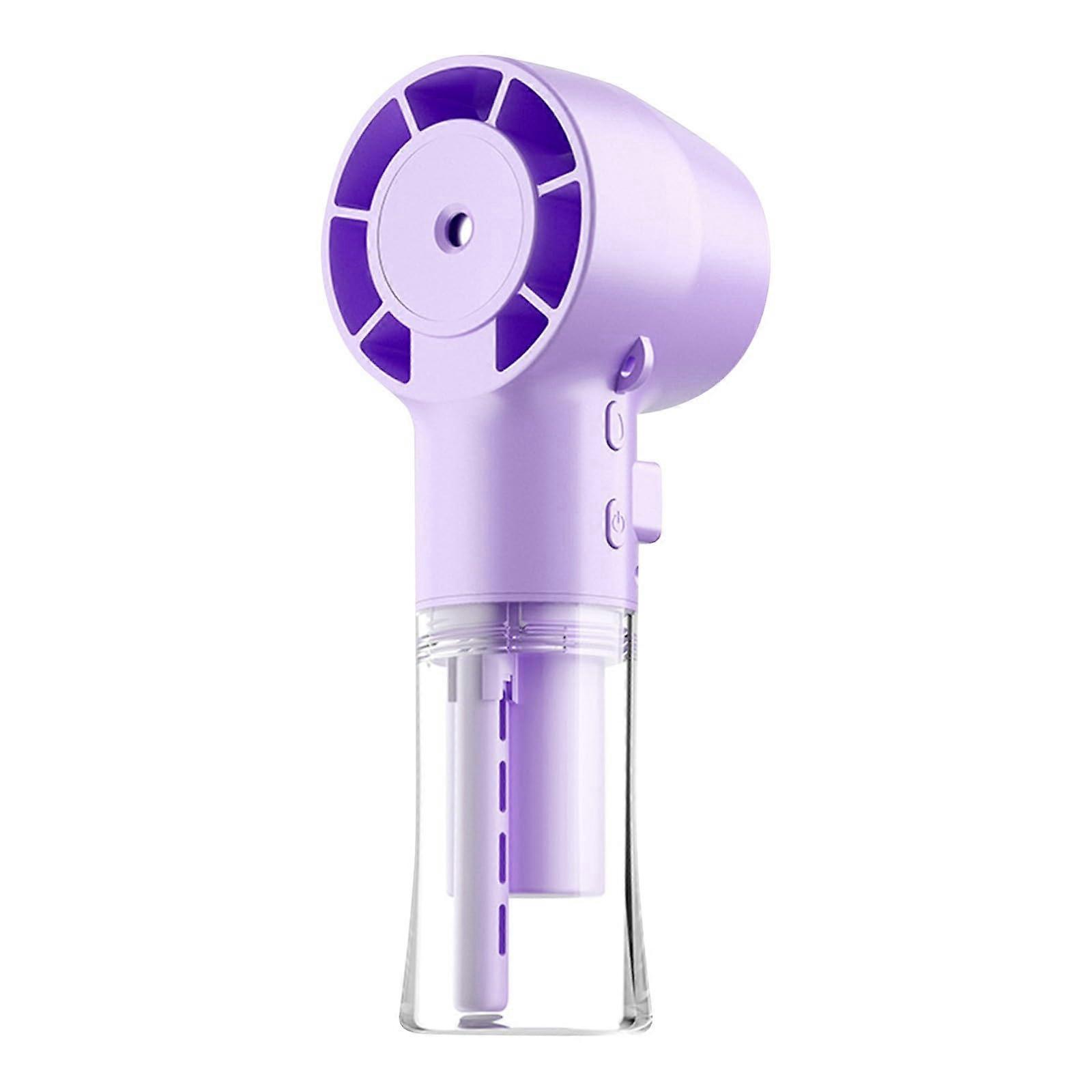 Portable Handheld Mist Fan USB Rechargeable Mini With Spray Function Purple One Size For Home Travel Outdoor