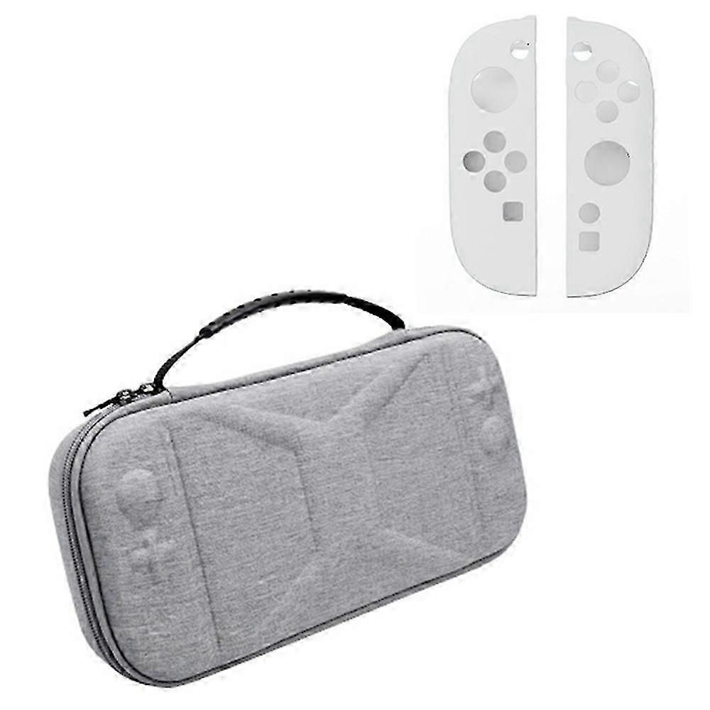 For Nintendo Switch 2 EVA + Snowflake Fabric Storage Case with Controller Protective Cover - Grey+Wh