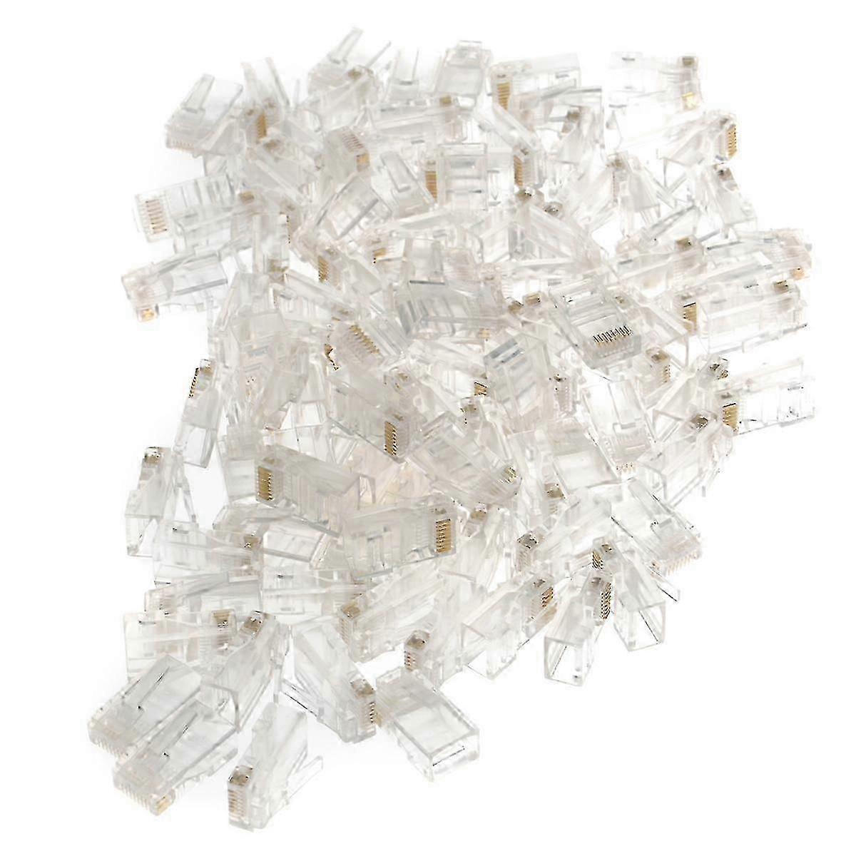 RJ45 Cat5e Crimp Connectors 100 Pcs, Ethernet Network Cable Connectors for LAN Computer Networking