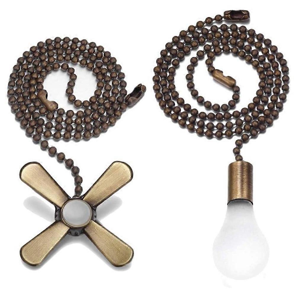 Girlsshop 12inch Ceiling Fan Pull Chain Beaded Ball Extension Chains with Light Bulb and Fan Cord,Bronze