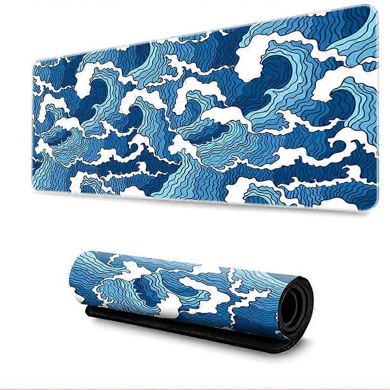 Ink painting mouse pad game mouse pad, with non-slip base precision control game mouse pad, (blue wave)