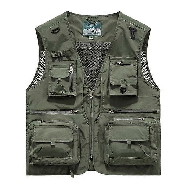 Men's Plus Size Lightweight Quick-Dry Tactical Vest with Multi-Pocket Nylon Mesh Design for Spring Autumn Activities Casual Wear Menswear To