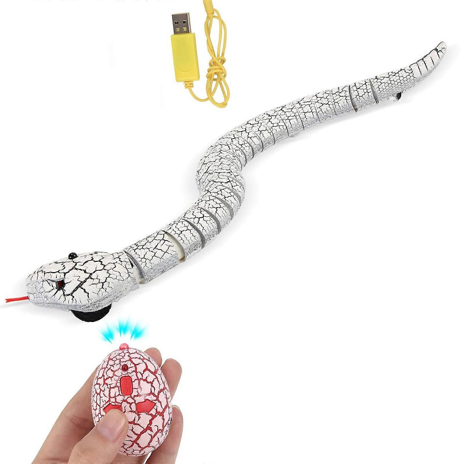 Realistic Motion Remote Snake Toy With Intelligent Navigation And Long Lasting Battery For Family Entertainment  White
