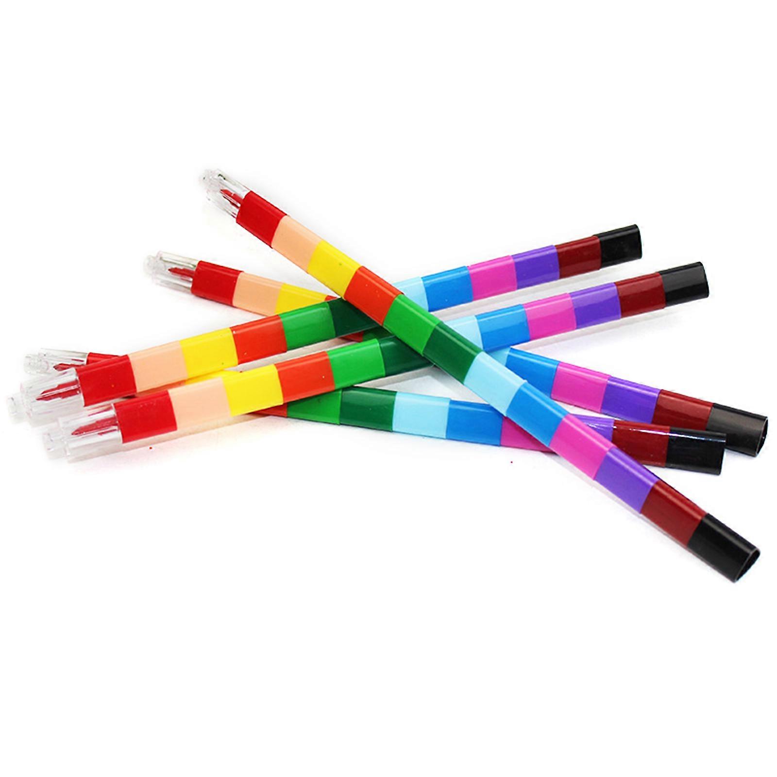 5Pcs Stacking Crayon, Buildable Crayon, Stackable Colorings Pencils, 12 in 1 Building Blocks Colorings Wax Crayon Multicolor