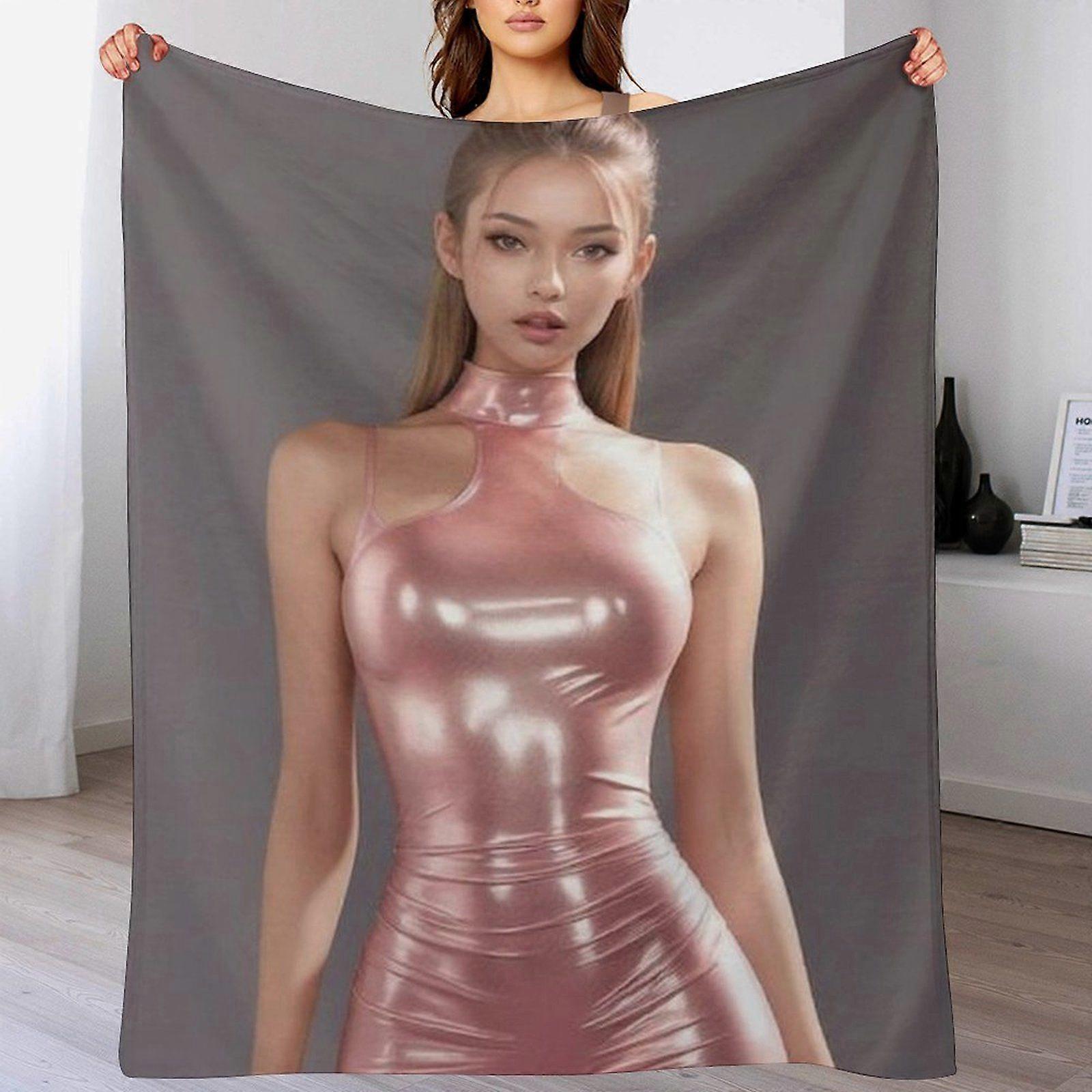 Seksikäs nainen Taitettava pehmeä viltti oleskelutilaan Talvimatkailu Sametti Nopeasti kuivuva Hengittävä